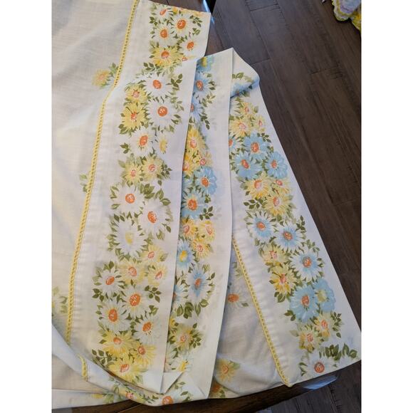 Vintage Pequot/Morgan Jones Cotton Twin Flat Sheet & Pillowcase Set Daisy Floral - Picture 5 of 10